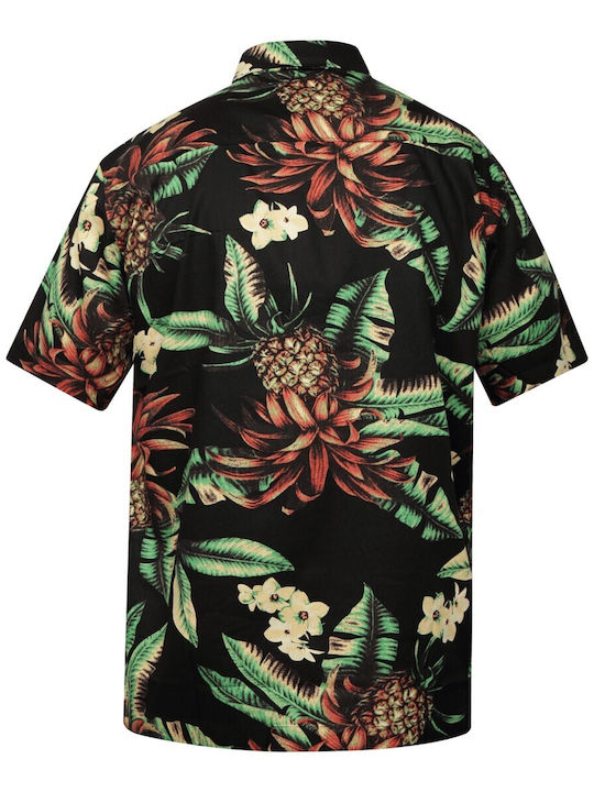 Hawaiian Short-sleeved Shirt Floral Black