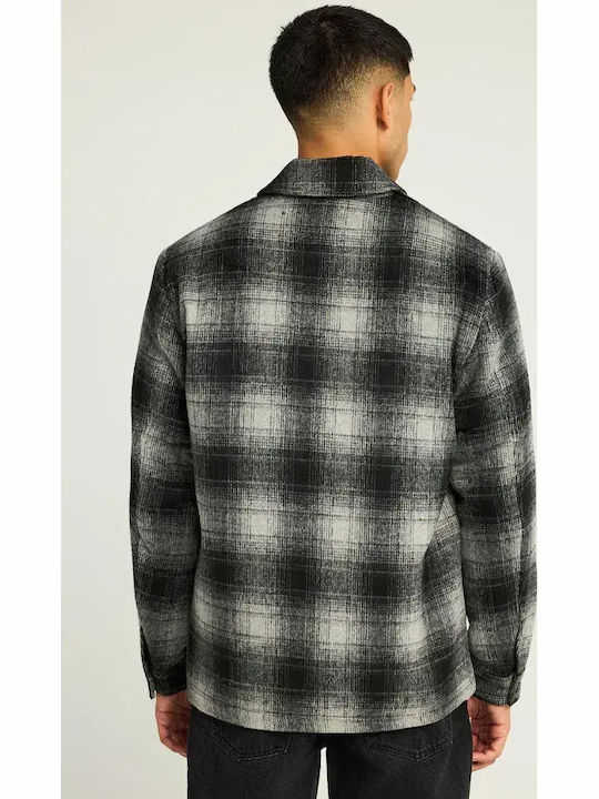 Langärmeliges Overshirt in Normale Passform Grau