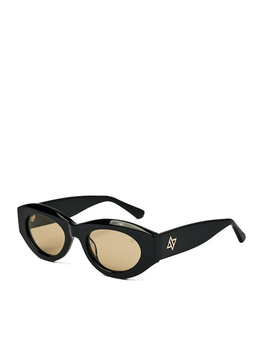 AV Sunglasses Γυναικεία Γυαλιά Ηλίου με Μαύρο Κοκκάλινο Σκελετό και Μαύρο Φακό AV142/27-Black