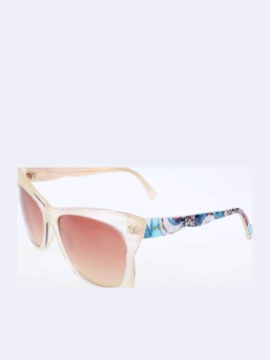 Emilio Pucci Women's Sunglasses with White Acetate Frame and Red Gradient Lenses