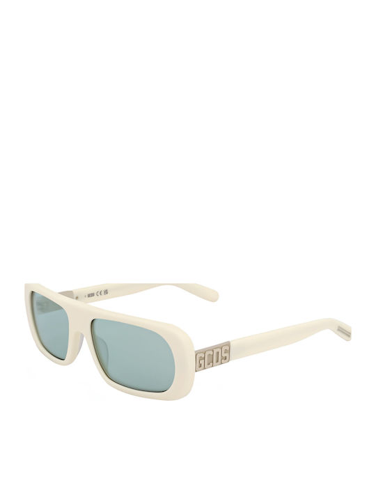 GCDS Unisex Sunglasses with Beige Plastic Frame and Green Lens