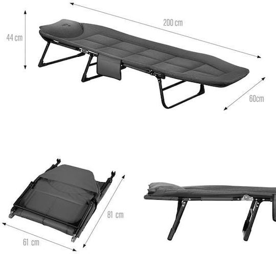 Nils Foldable Guest Bed Campaign Single Gray 200x60cm
