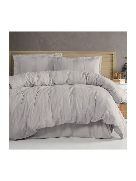 Clasy Home Подредба Пликове За Завивки 100% Памук 200x220см Двойна С 2 Калъфки За Възглавници И 1 Чаршаф Сив
