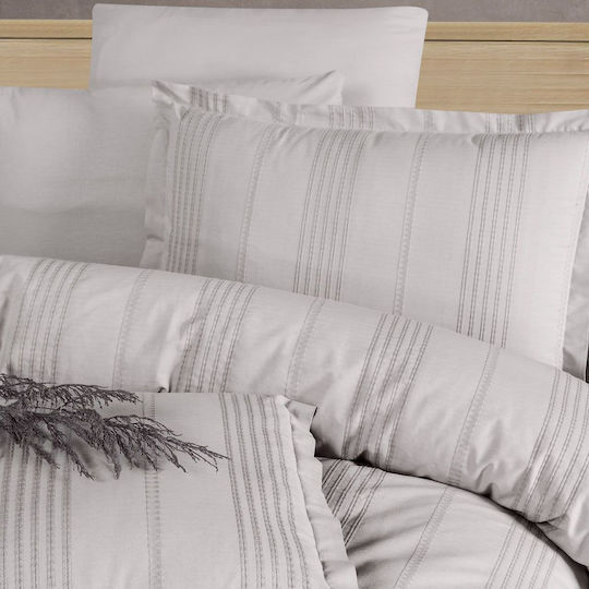 Clasy Home Σετ Παπλωματοθήκη Βαμβακερή 200x220cm Διπλή με 2 Μαξιλαροθήκες & 1 Σεντόνι Gray