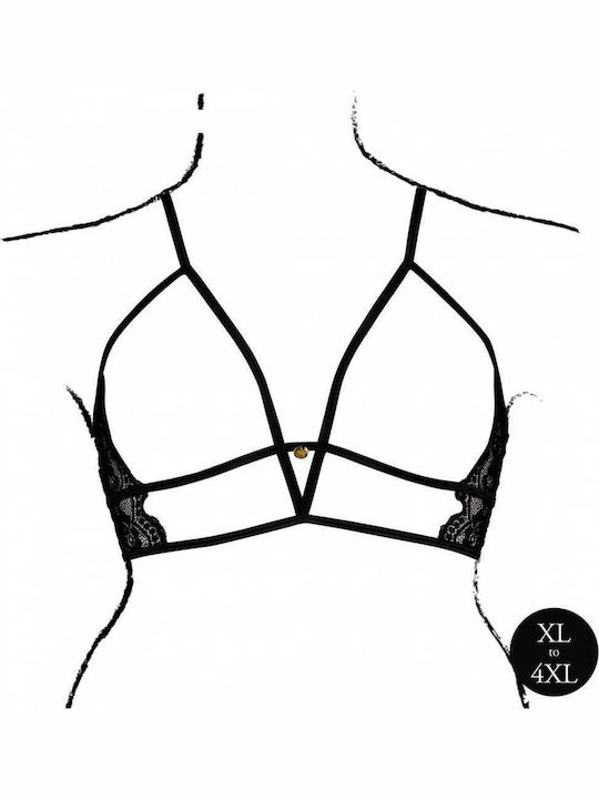 Black Open Bra Lace Le Désir Amour Open Cup Triangle Bra Lace & Adjustable Sliders Queen Size Black