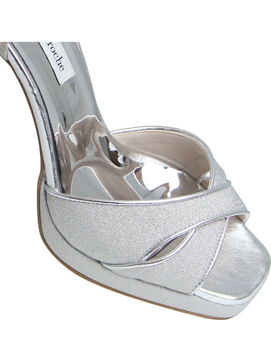 Damen Sandalen Silber Leder