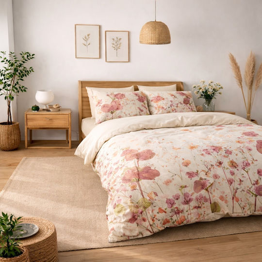 Σετ Παπλωματοθήκη Βαμβακερή 150x220cm Μονή με Μαξιλαροθήκη & 1 Σεντόνι Μπεζ