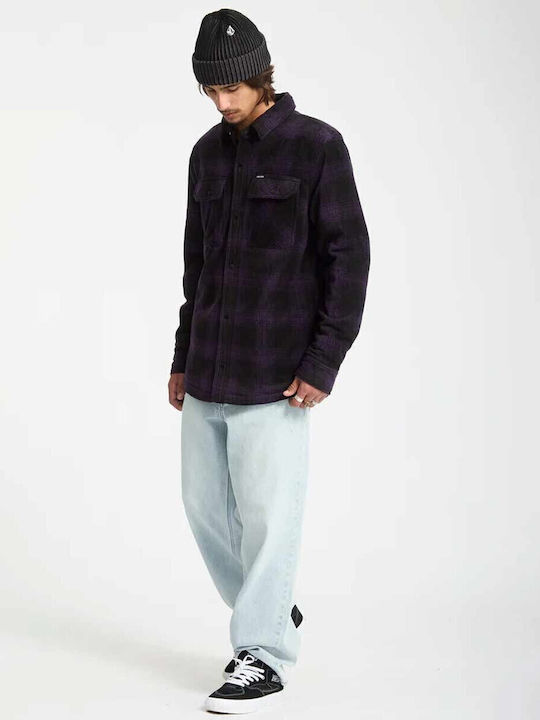Bowered Дълъг Ръкав Overshirt Каре Лилаво/черно
