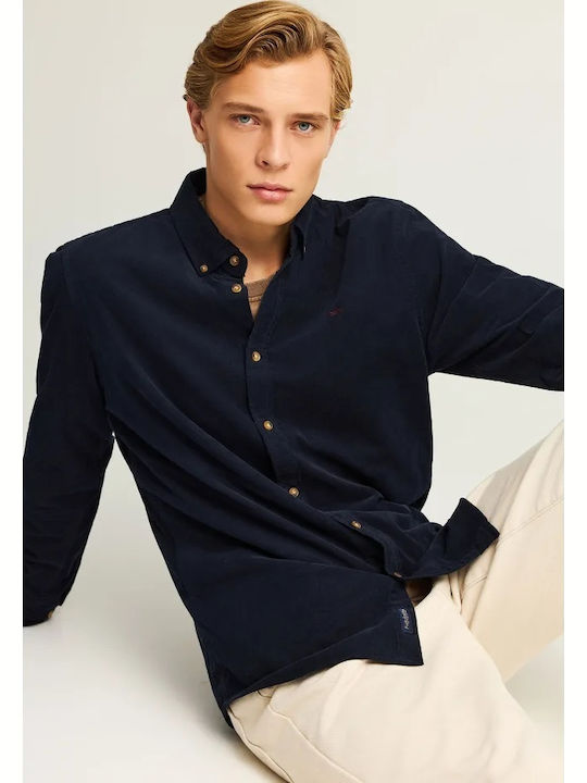 Long-sleeved Corduroy Shirt Navy Blue