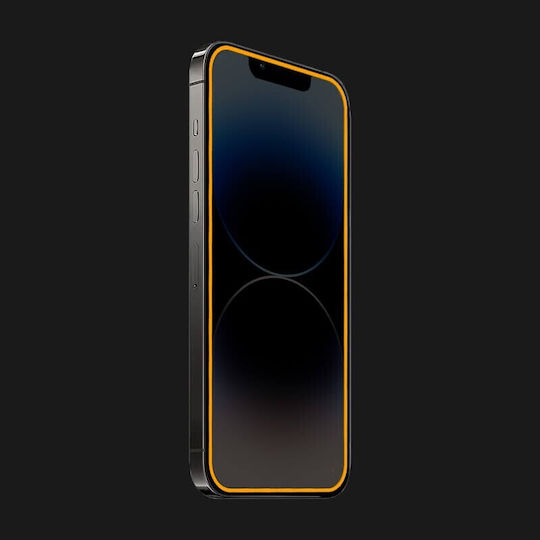 Protecție Ecran Tempered Glass Apple iPhone 15 Pro Max Flippy Luminous Neon Fosforescent Silicon Margine Mat Anti-Amprentă Protecție Completă 9h Portocalie