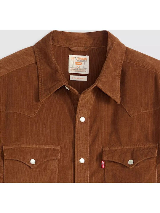 Barstow Western Standard Long-sleeved Corduroy Shirt Brown