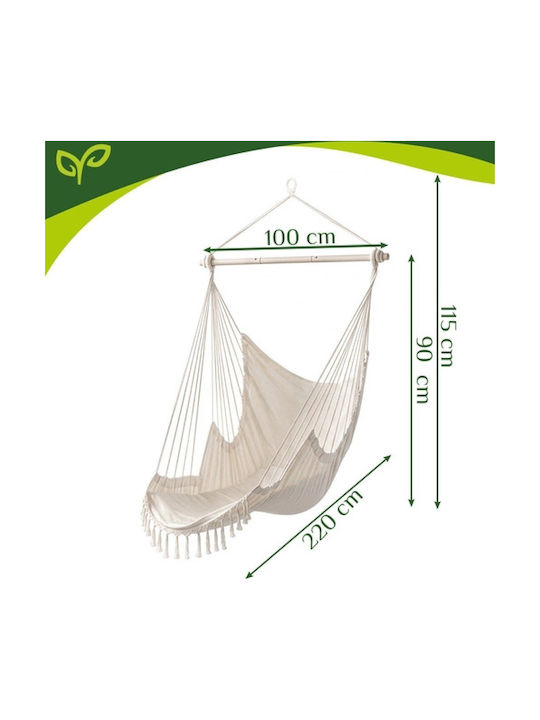 Swing Armchair with Stand and Pillow Metallic Beige Load Capacity up to 150kg 210x100x115cm