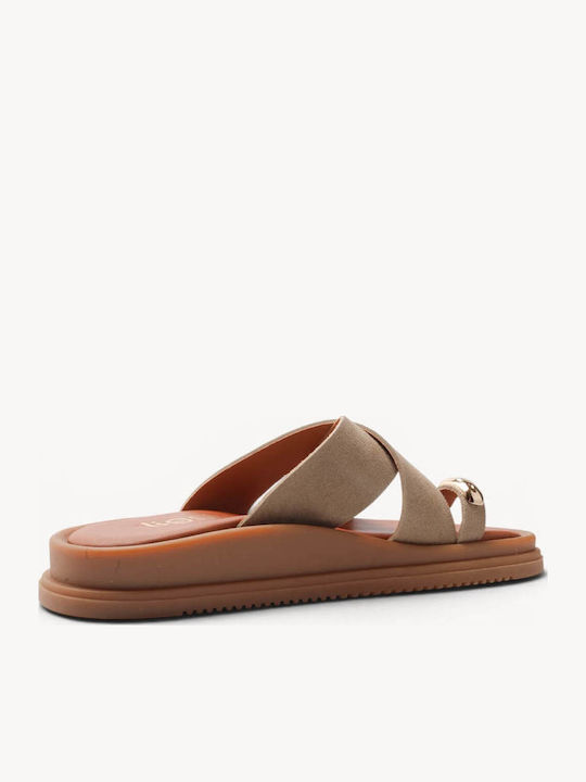 Μπεζ Σουέτ Flatforms Χιαστί Φάσες Κ Μεταλλικό Detail