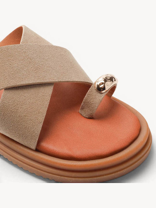 Μπεζ Σουέτ Flatforms Χιαστί Φάσες Κ Μεταλλικό Detail