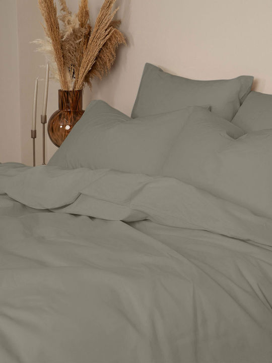 Sunshine Feelings Super-Double Bed Sheets Set with Rubber Hugger 170x205+30cm Paloma Gray 4 Pieces