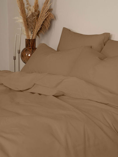 Sunshine Cotton Feelings 118 Σετ Σεντόνια Διπλά με Λάστιχο 150x205+30εκ. Brown (4τμχ)