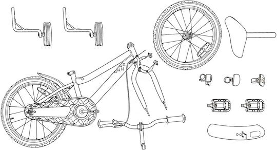 vidaXL Bicicletă Copii BMX Neagră 16"
