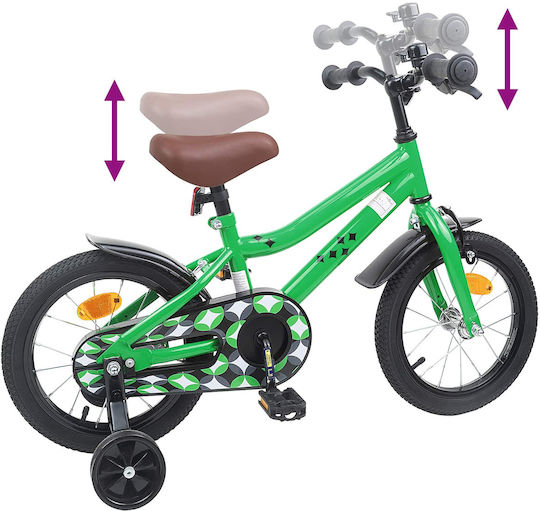 vidaXL 16" Детски Велосипед BMX Зелен