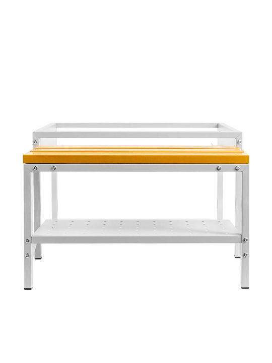 Outdoor Metal Gray Bench With Chest 80x80x43cm