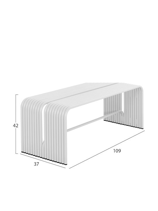 Intrepid Outdoor Metal White Bench 105.5x38x42cm