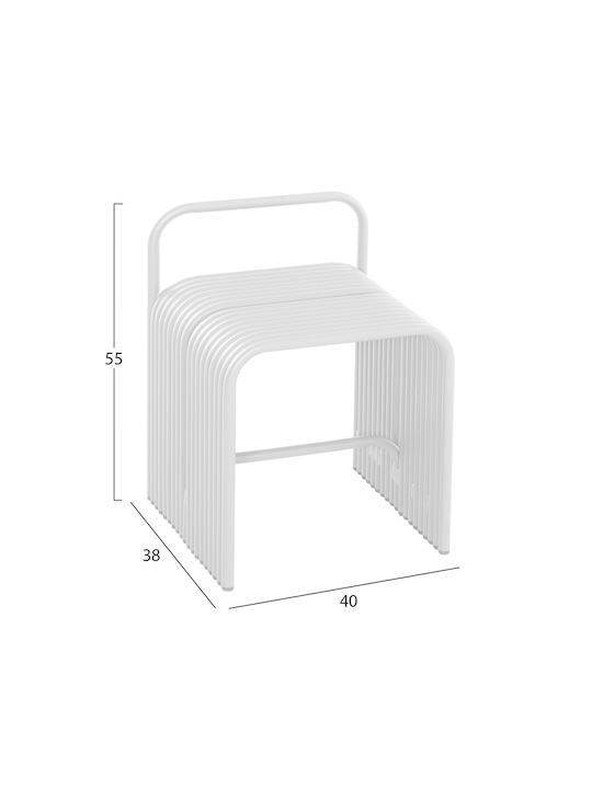 Living Room Stool with Backrest Metallic Intrepid White 40x38x55cm