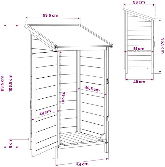 Wooden Garden Shed M0.59xP0.56xH1.135m