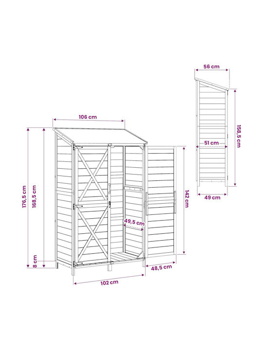 Wooden Garden Shed M1.06xW0.56xH1.765m