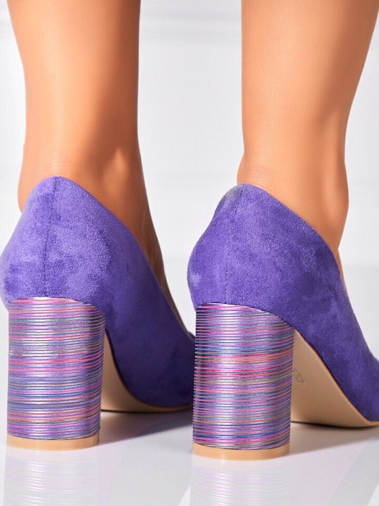 Suede Γόβες με Ψηλό Τακούνι Μωβ