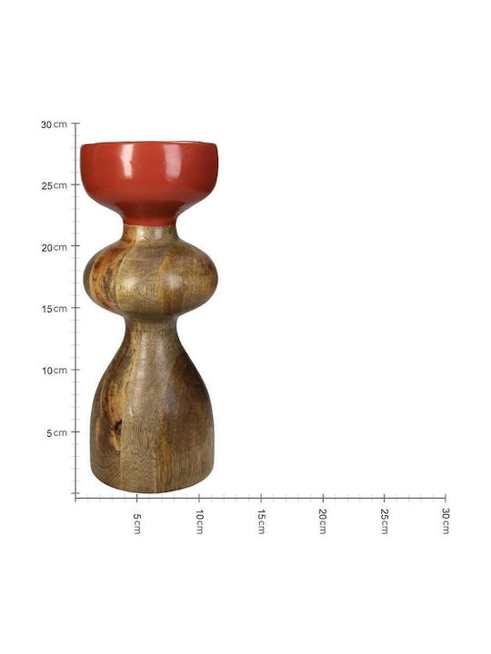 Кандилник Дървен В Червен Цвят 12x29x12см