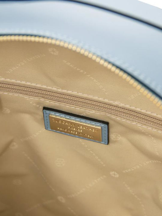 Leather Women's Backpack Shoulder Bag Light Blue