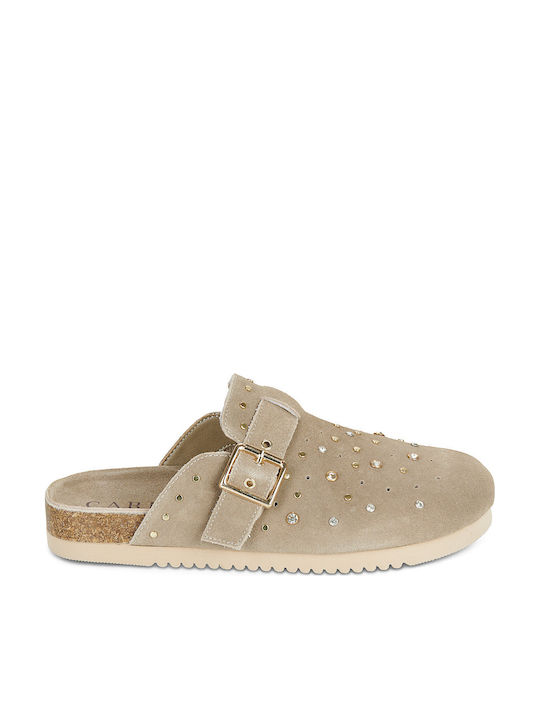 Carmela Footwear Дамски Кожени Анатомични Сабо Бежови