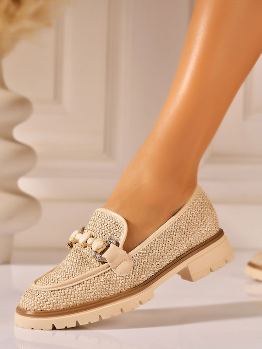 Damen Mokassins in Khaki Farbe