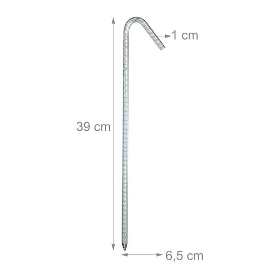 Relaxdays XL Set 10 Bodenanker Silber 39x1x6,5 cm