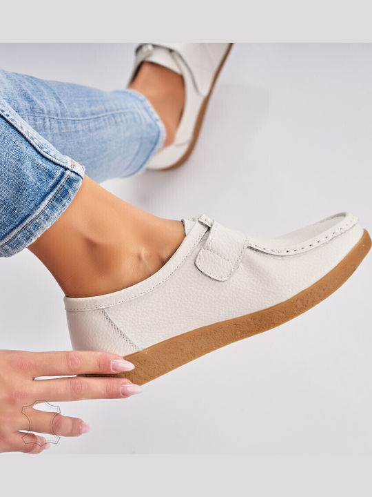 Mocasini Dama Din Piele Albă