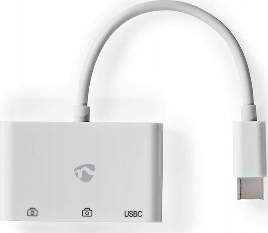 Nedis Hub 2 Ports USB 2.0 with USB-C / USB-A Connection White
