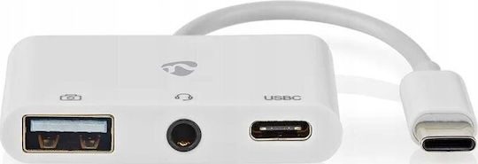 Nedis Hub 2 Ports USB 2.0 with USB-C / USB-A Connection White