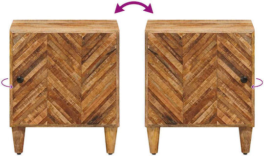Нощно Шкафче От Масивно Дърво Кафяво 40x33.5x46см