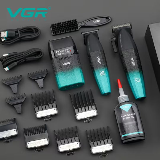 Professional Rechargeable Hair Clipper Kit Black V-640 3 Pieces
