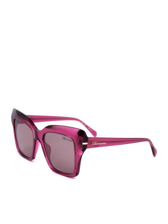 Blumarine Women's Sunglasses with Pink Plastic Frame and Brown Lens