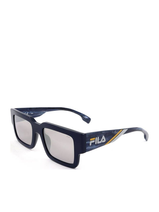 FILA Men's Sunglasses with Navy Blue Plastic Frame and Gray Lens SFI314 6S9X