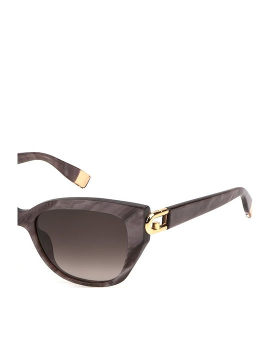 Furla Women's Sunglasses with Purple Plastic Frame and Gray Lens SFU816 0915