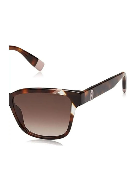Furla Unisex Sunglasses With Brown Tartaruga Horn-Rimmed Frame And Brown Gradient Lens SFU470 01AY