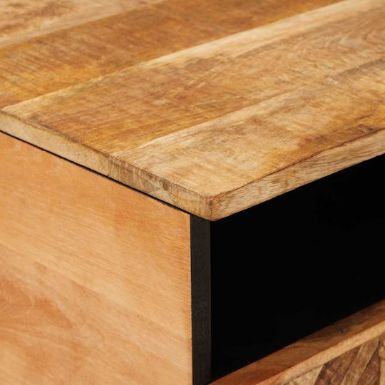 Rectangular Central Coffee Table Made of Solid Wood with Drawers Brown L80xW54xH40cm Rectangular Central Coffee Table Made of Solid Wood with Drawers Brown L80xW54xH40cm