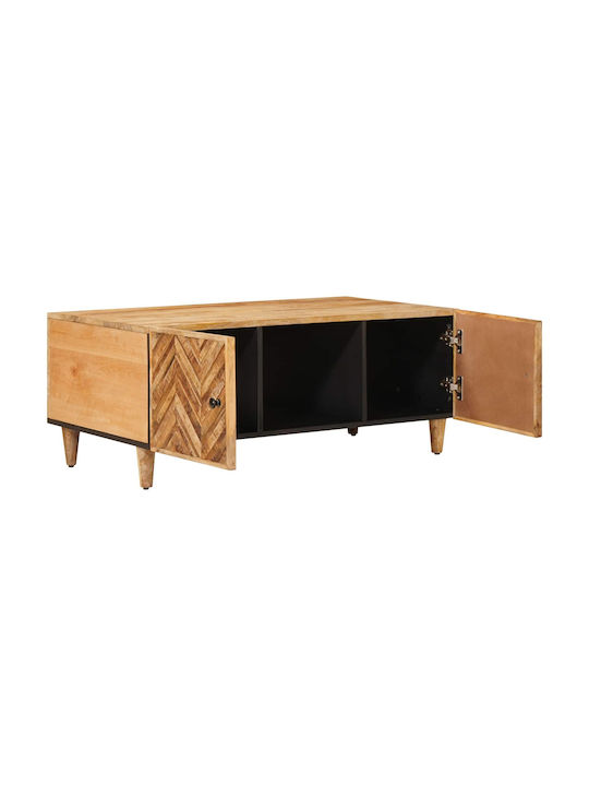 Rectangular Central Coffee Table Solid Wood Brown 100x54x40cm