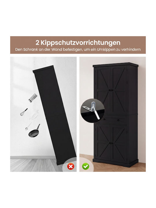 Freestanding Kitchen Dresser Black 184x40x77cm