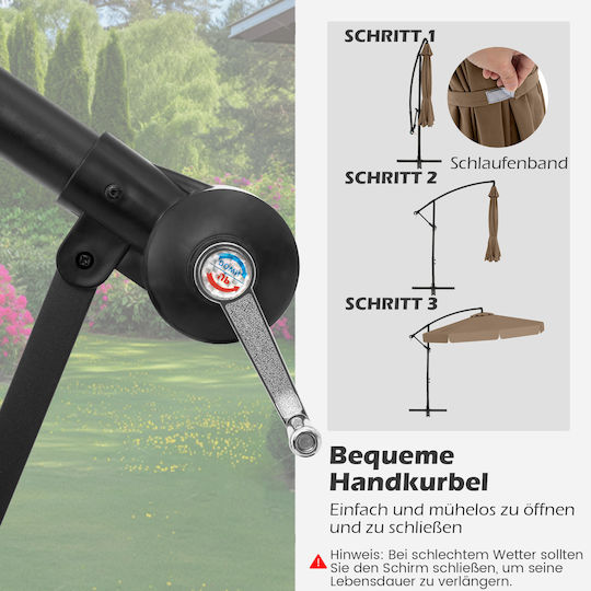 Professioneller Quadratischer Metallischer Brauner Garten- und Terrassen-Sonnenschirm 3,05x3,05m