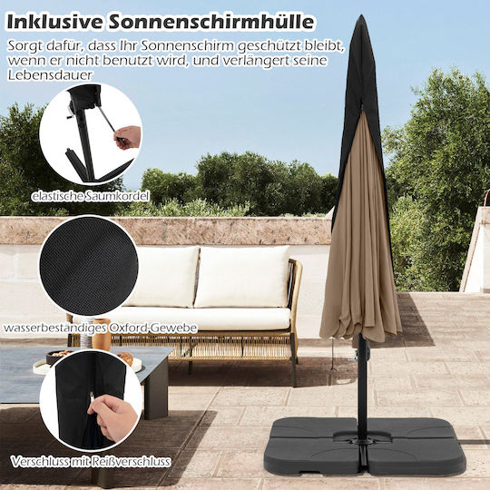 Professioneller Quadratischer Metallischer Brauner Garten- und Terrassen-Sonnenschirm 3,05x3,05m