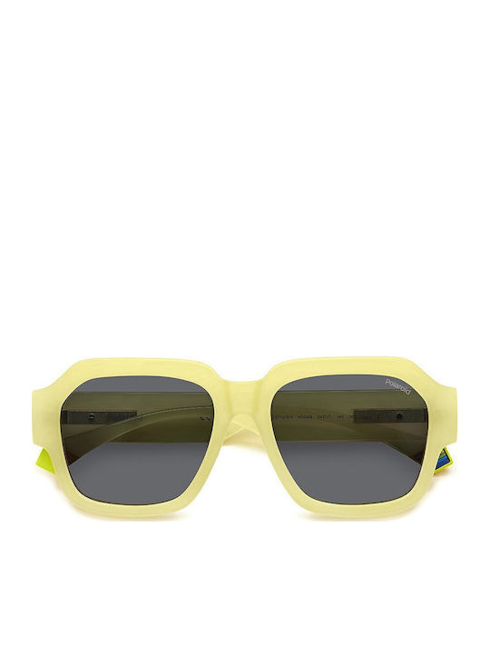 Polaroid Sunglasses with Yellow Plastic Frame and Gray Lens PLD6212/S/X 40G/M9