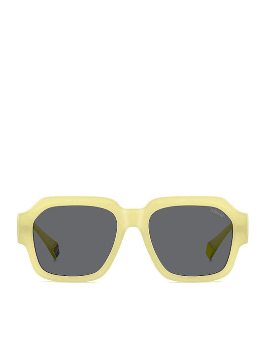 Polaroid Sunglasses with Yellow Plastic Frame and Gray Lens PLD6212/S/X 40G/M9