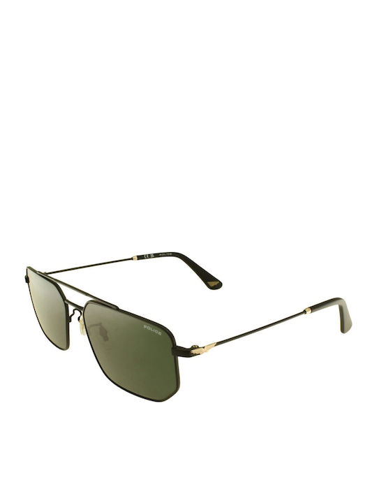 Police Origins Lite Male Sunglasses with Black Frame and Green Lens PLU66 0305